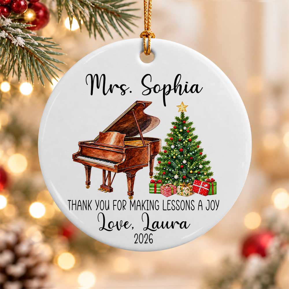 Personalized Music Teacher Christmas Ornament - Custom Piano Teacher Thank You Gift - Christmas Gift 2026