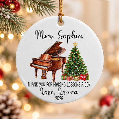 Personalized Music Teacher Christmas Ornament - Custom Piano Teacher Thank You Gift - Christmas Gift 2026