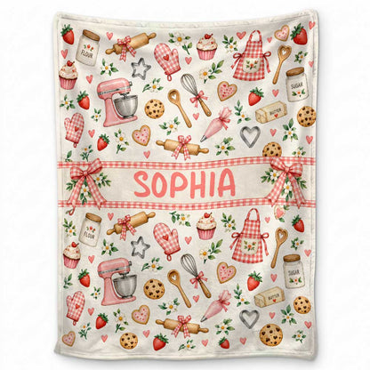 Personalized Baker Blanket - Custom Kid Name Baking Blanket - Christmas Gift, Birthday Gift for Kids, Daughters