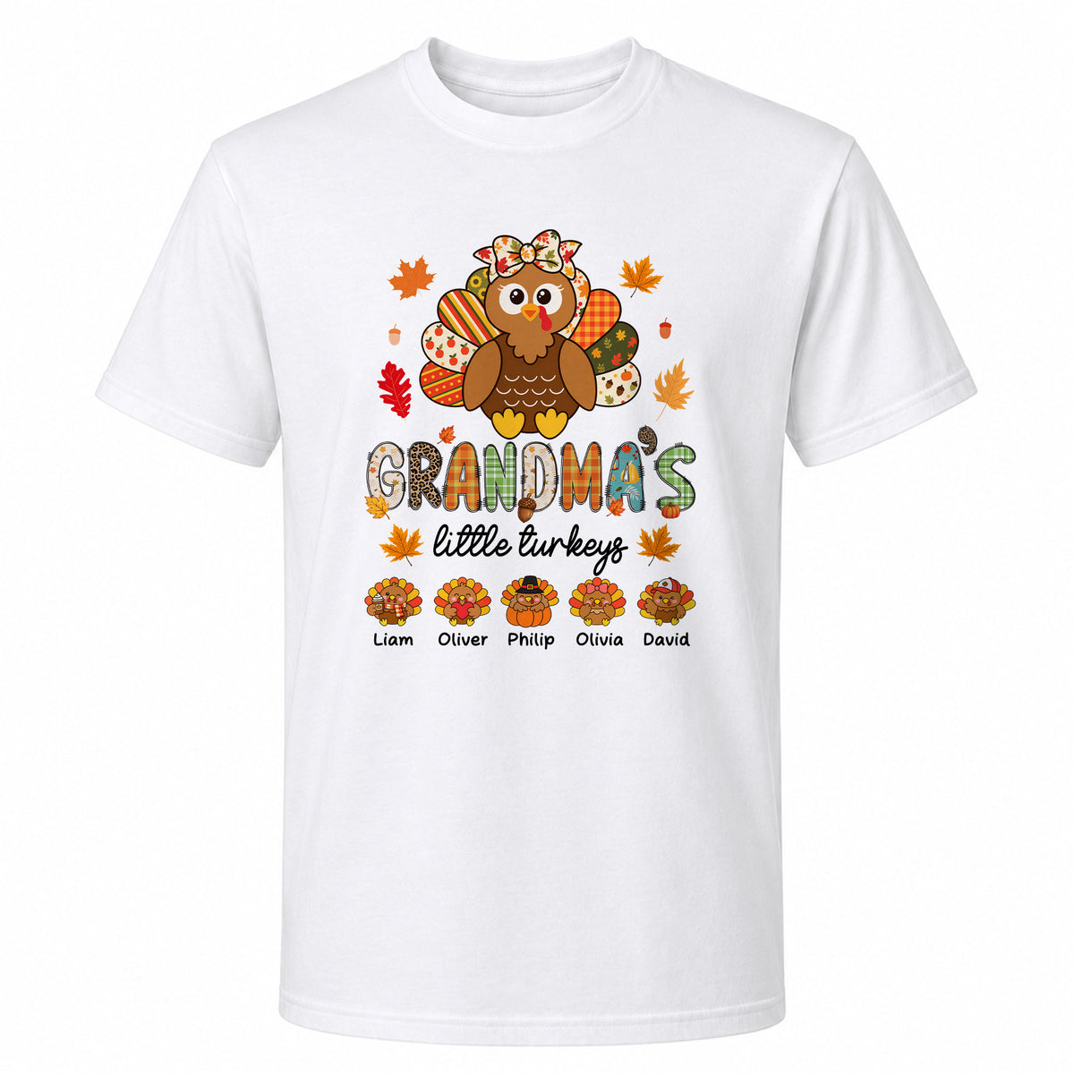 Personalized Thanksgiving Shirt - Grandma's Little Turkeys Shirt - Gift for Grandma, Mom