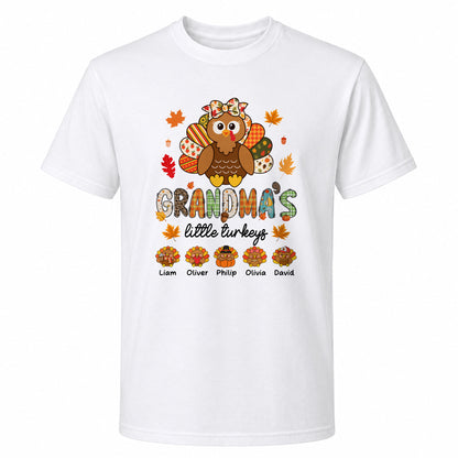 Personalized Thanksgiving Shirt - Grandma's Little Turkeys Shirt - Gift for Grandma, Mom