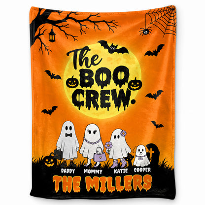 Personalized Halloween Blanket for Family - Custom Name Boo Crew Throw Blanket - Ghost Family Pumpkin Blanket - Spooky Halloween Home Decor - Family Gift