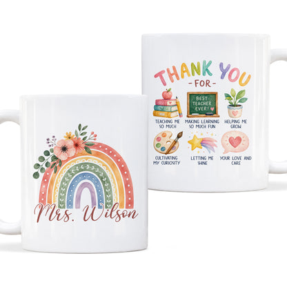 Thank You Teacher Mug - Personalized Teacher Mug - Appreciation Gift For Teachers, Back To School 2026