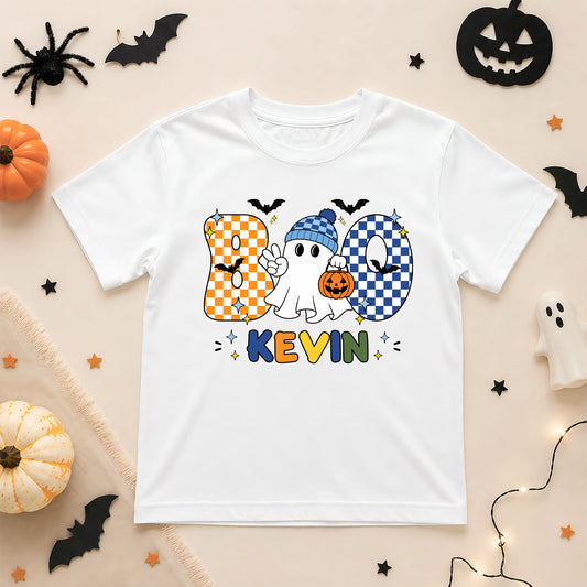 Personalized Halloween Kids T-Shirt - Custom Name Boo Shirt - Boys & Girls Spooky Season Outfit, Trick or Treat Gift