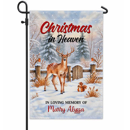 Personalized Christmas Memorial Garden Flag - Christmas in Heaven - Custom Bereavement Gift, Cemetery Decoration