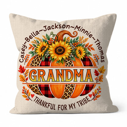 Personalized Thanksgiving Pillow - Thankful for My Tribe - Fall Gift for Grandma, Mom