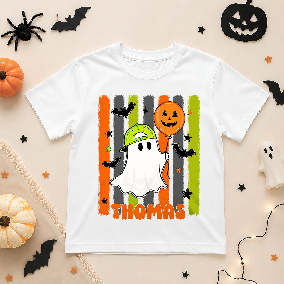 Personalized Halloween Ghost Shirt, Custom Name Kids Halloween T-Shirt, Spooky Halloween Outfit, Trick or Treat Gift