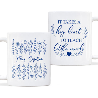 Back To School - Personalized Teacher Mug - Never Underestimate The Difference You Make - Floral Wildflower Coffee Mug, Thank You Teacher Appreciation Gift
