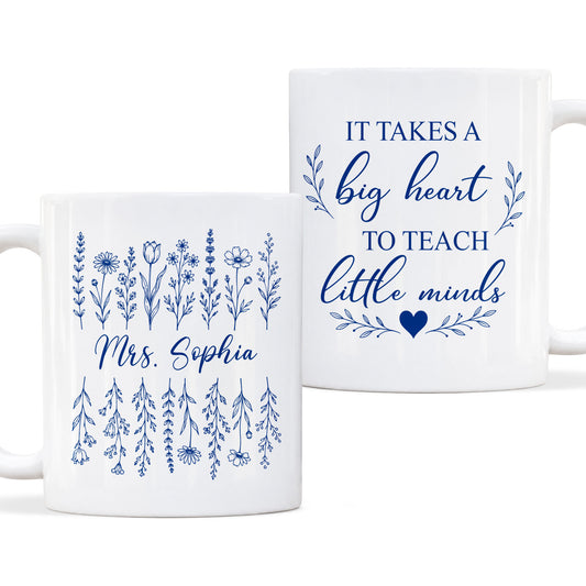 Back To School - Personalized Teacher Mug - Never Underestimate The Difference You Make - Floral Wildflower Coffee Mug, Thank You Teacher Appreciation Gift