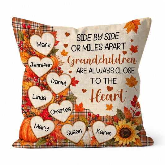 Personalized Thanksgiving Pillow – Grandchildren Are Always Close to the Heart - Thanksgiving Gift for Grandparents