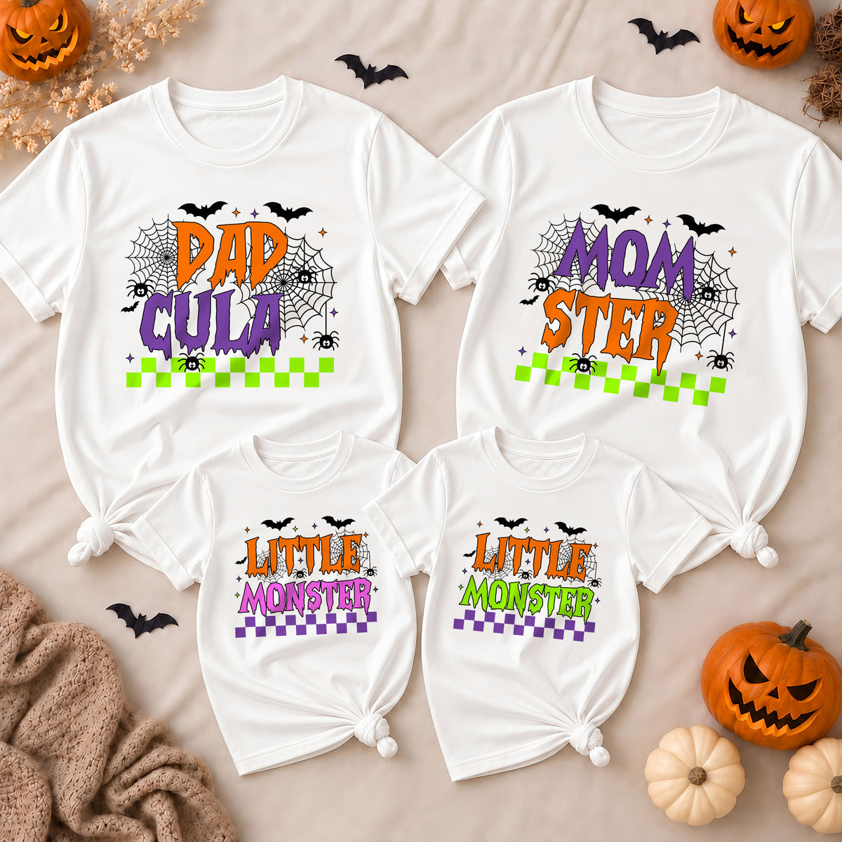 Personalized Halloween Family Shirts - Dadcula Momster Little Monster Matching Family Shirt - Halloween Family Gift