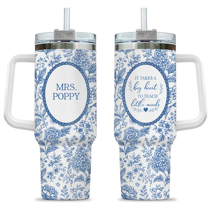 Personalized Teacher Tumbler - Never Underestimate The Difference You Make - Toile de Jouy Tumbler, Custom Teacher Appreciation Gift