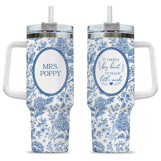 Personalized Teacher Tumbler - Never Underestimate The Difference You Make - Toile de Jouy Tumbler, Custom Teacher Appreciation Gift