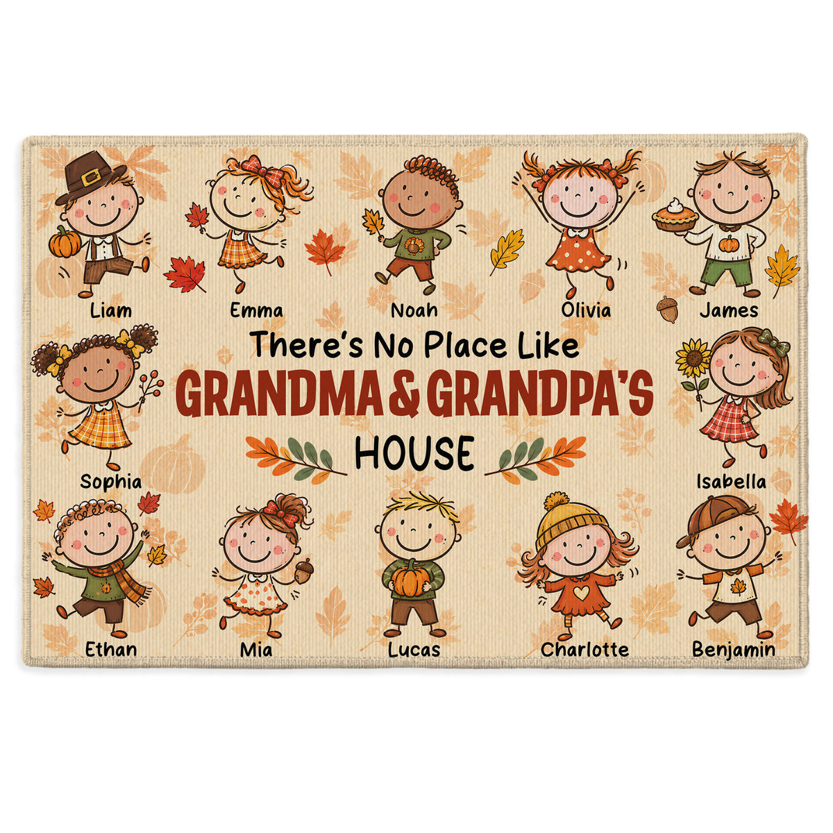 Personalized Thanksgiving Doormat - Grandma & Grandpa's House Mat - Thanksgiving Gift for Grandparents