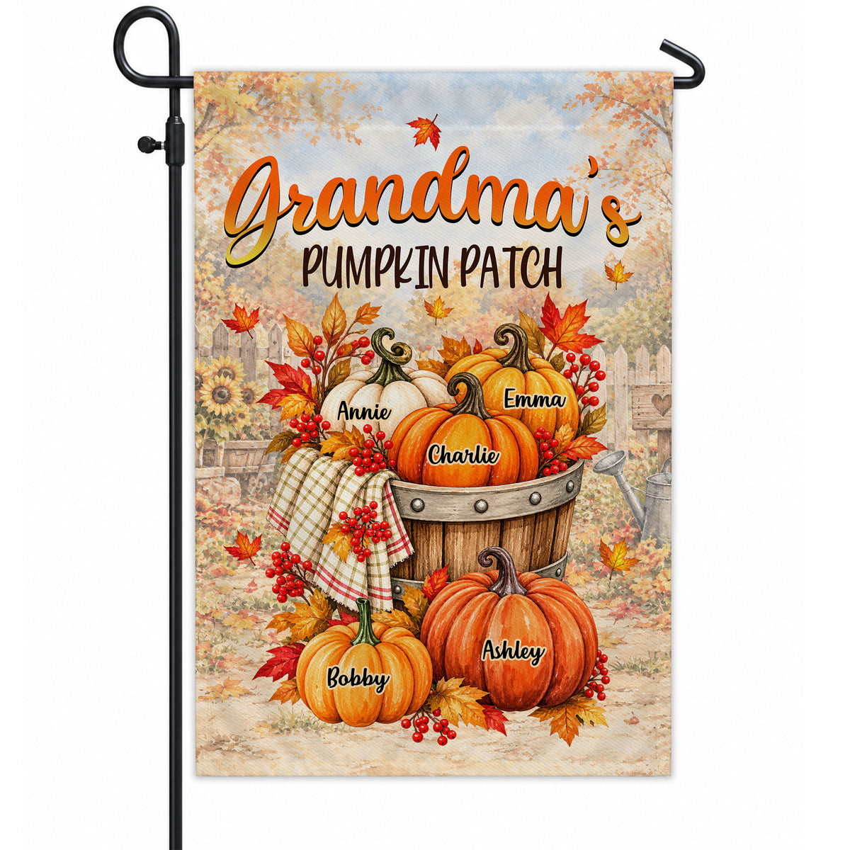 Personalized Thanksgiving Garden Flag - Grandma's Pumpkin Patch - Thanksgiving Porch Decor