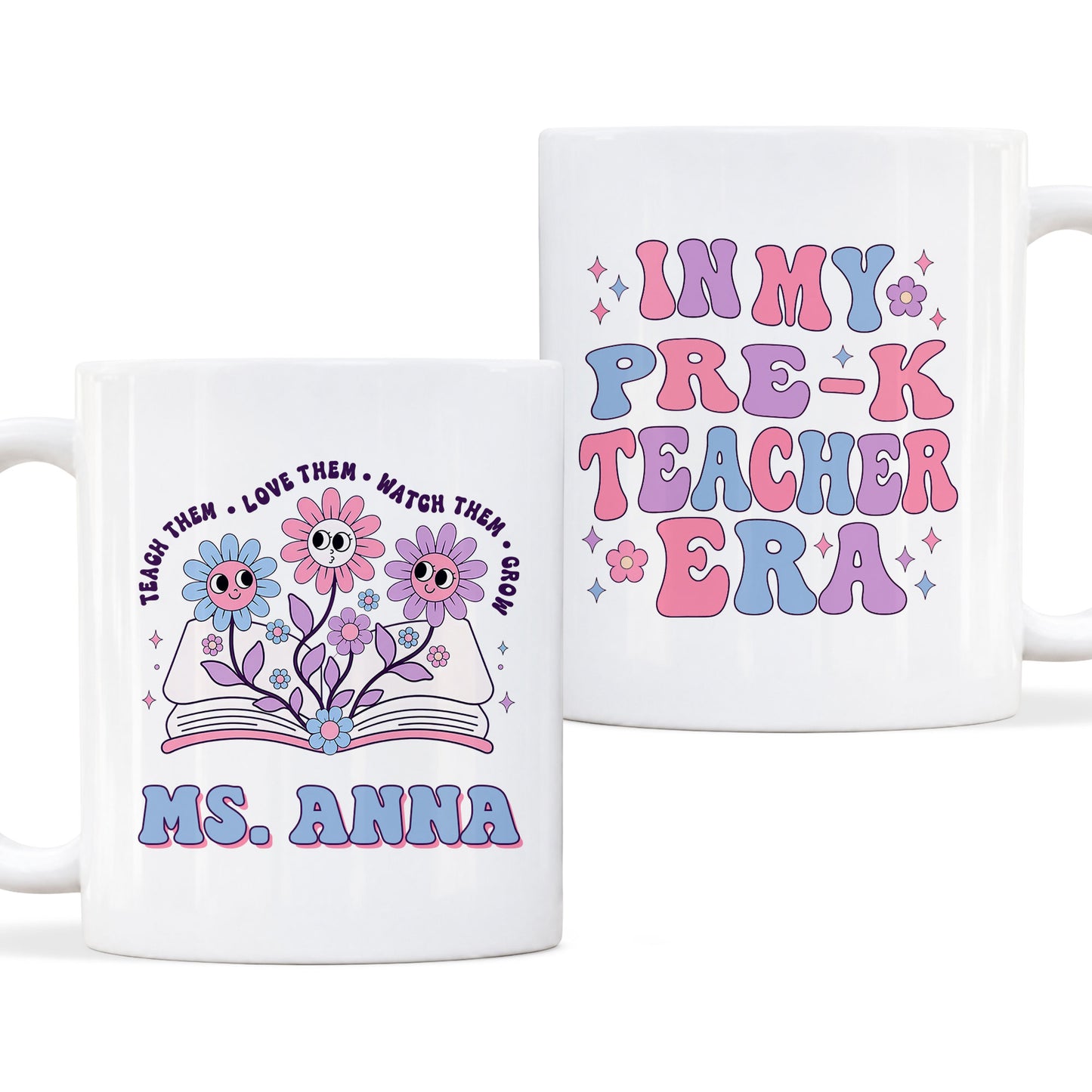 Groovy Floral Teacher Mug - Custom Teacher Name & Grade Coffee Cup - Back To School Teacher Gift