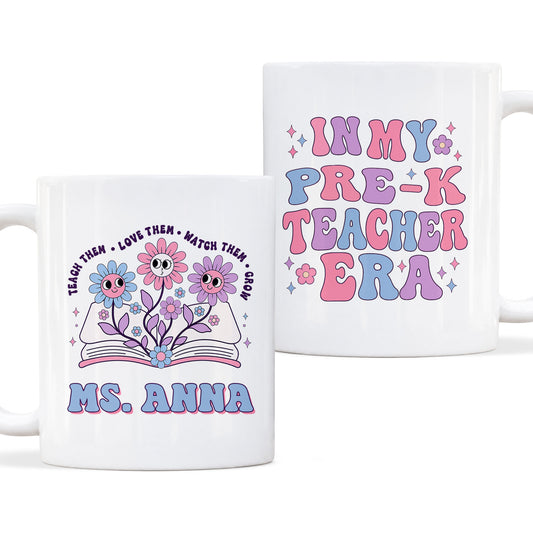 Groovy Floral Teacher Mug - Custom Teacher Name & Grade Coffee Cup - Back To School Teacher Gift