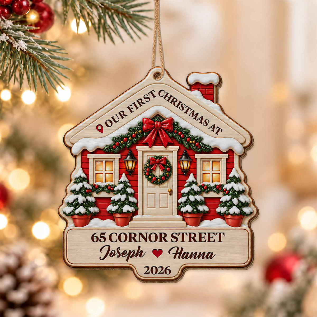 Personalized Custom Shape Wood Ornament - First Christmas at Our New Home Ornament - Christmas Keepsake 2026