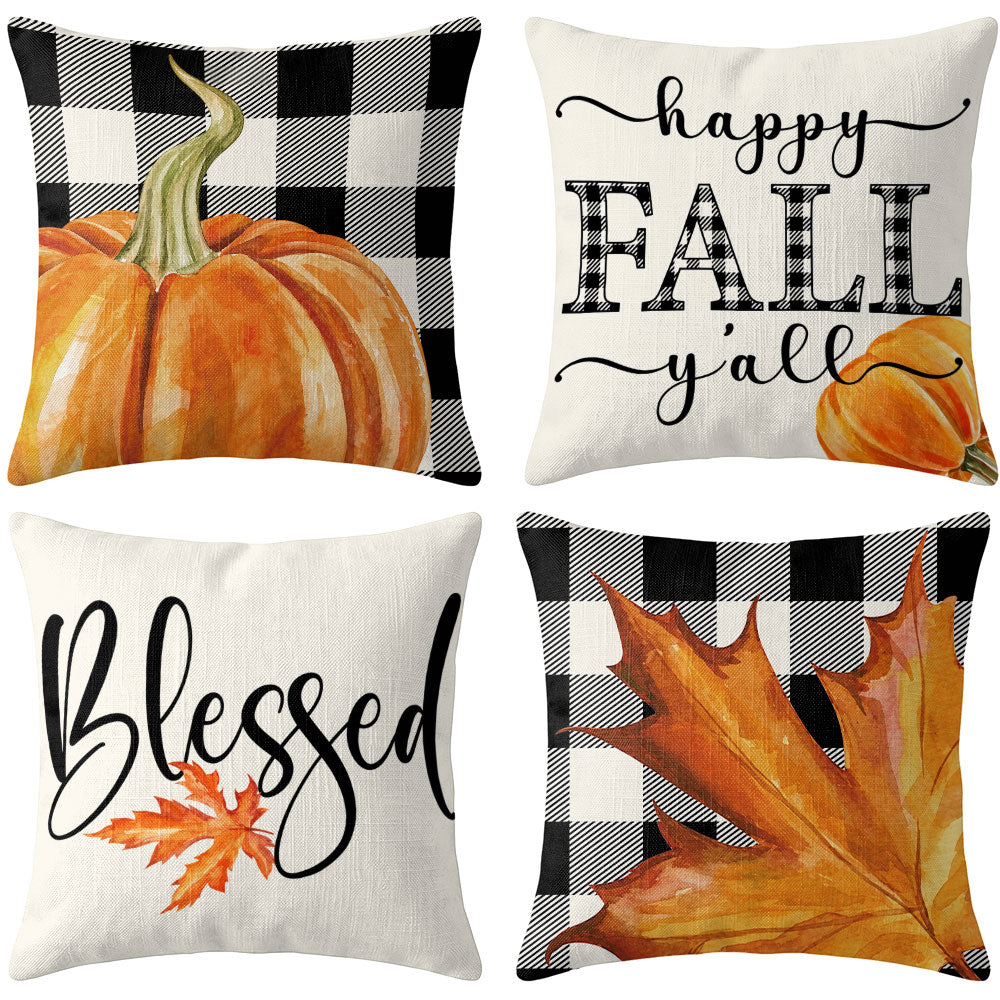Thanksgiving Fall Decorative Pillow Set of 2 or 4, Harvest Throw Pillows for Home Decor, Gifts for Family