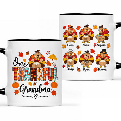 Personalized Thanksgiving Mug - One Thankful Grandma Turkey Mug - Thanksgiving Gift for Family