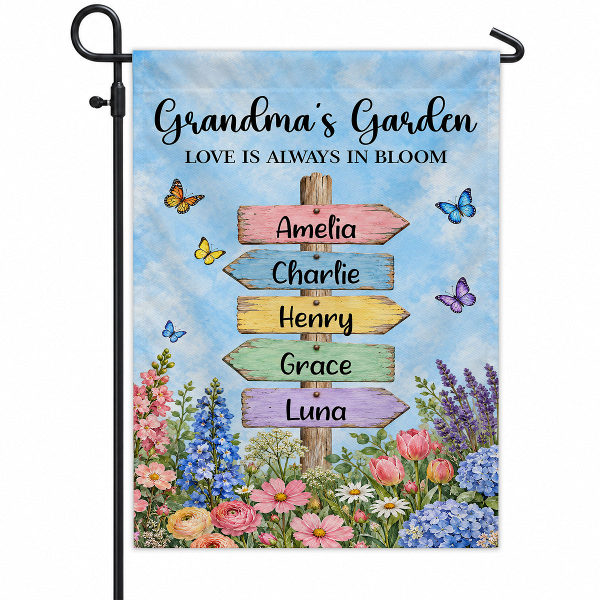 Personalized Garden Flag - Grandma's Garden Love is Always in Bloom - Gift for Grandma, Mom