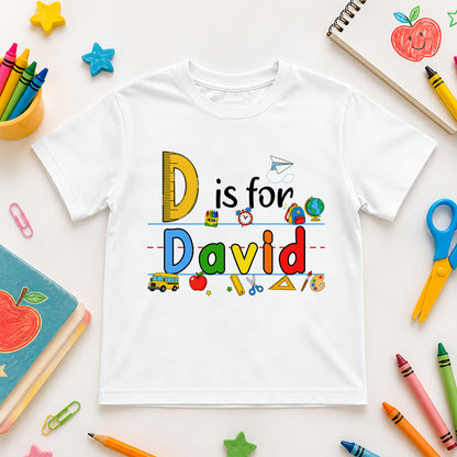 Colorful Alphabet School Shirt - Custom Name Kid T-shirt - Back To School Gift for Boys & Girls