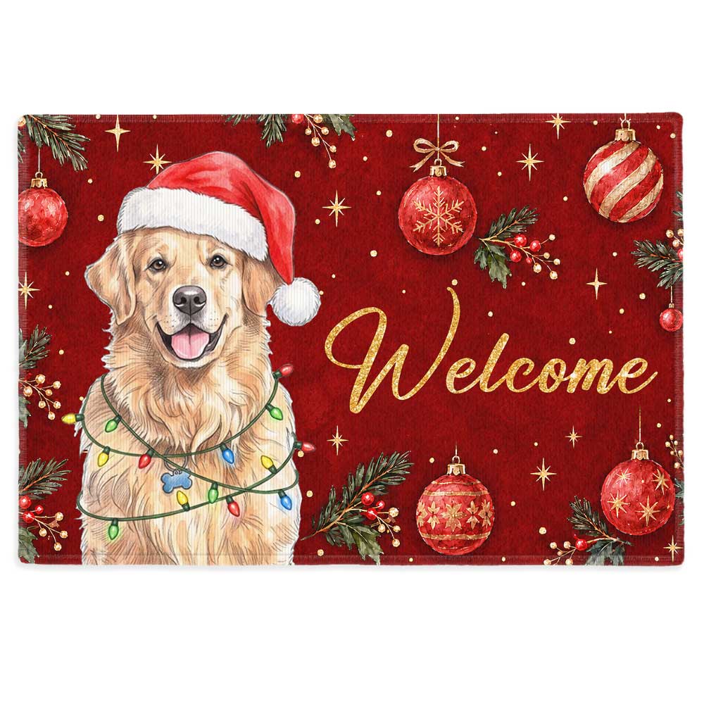 Personalized Christmas Doormat – Custom Pet Portrait Welcome Door Mat - Christmas Gift for Pet Lovers