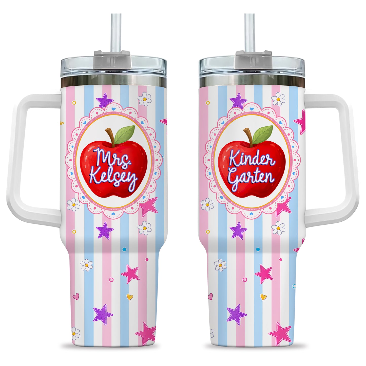 Personalized Teacher Tumbler with Handle - Custom Teacher Name & Grade Level To Go Cup - Teacher Appreciation Gift