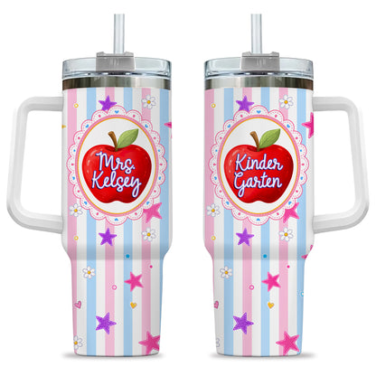 Personalized Teacher Tumbler with Handle - Custom Teacher Name & Grade Level To Go Cup - Teacher Appreciation Gift