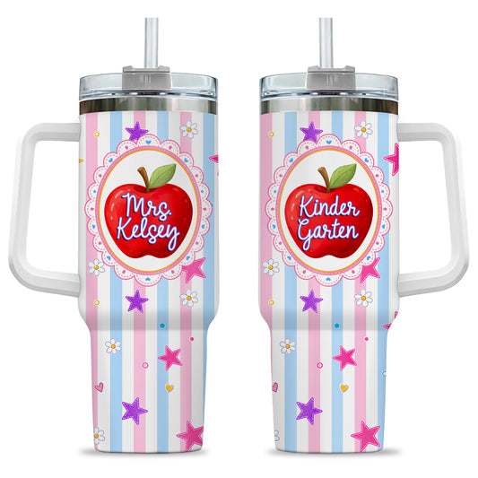 Personalized Teacher Tumbler with Handle - Custom Teacher Name & Grade Level To Go Cup - Teacher Appreciation Gift