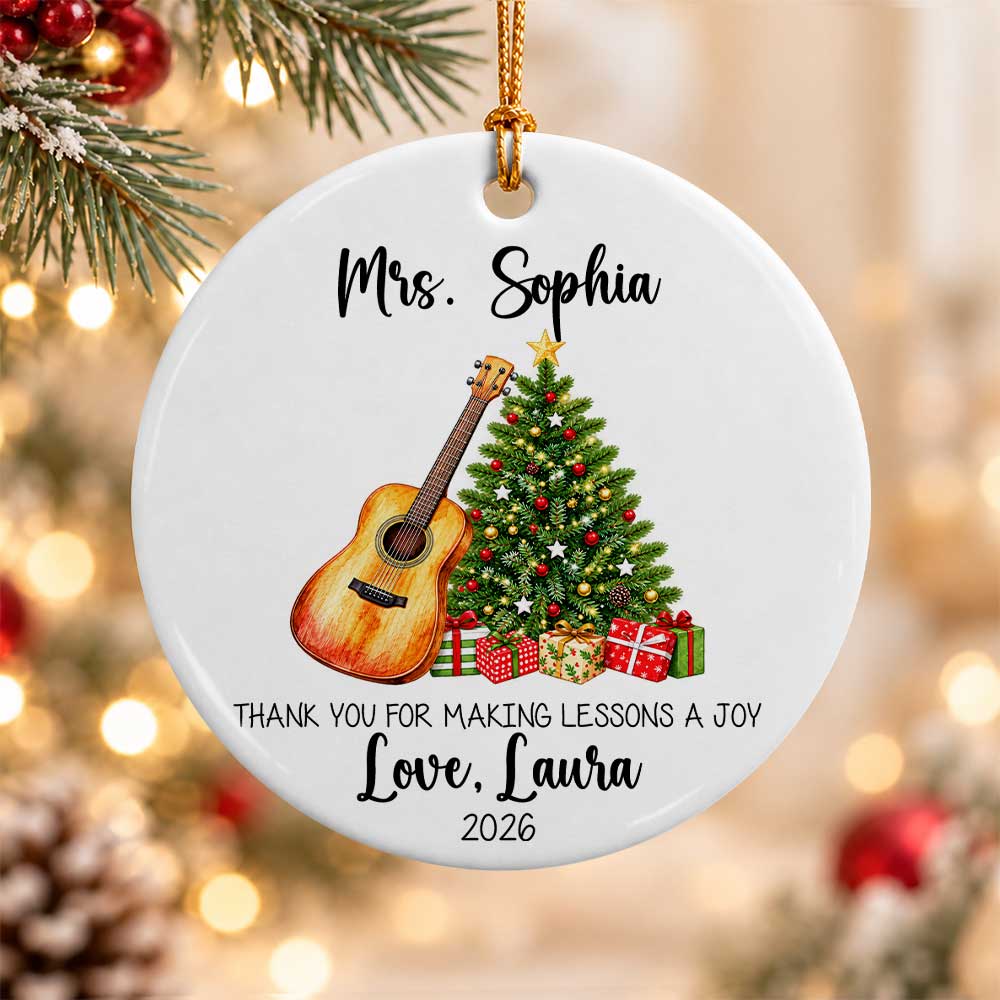 Personalized Music Teacher Christmas Ornament - Custom Guitar Teacher Thank You Gift - Christmas Gift 2026