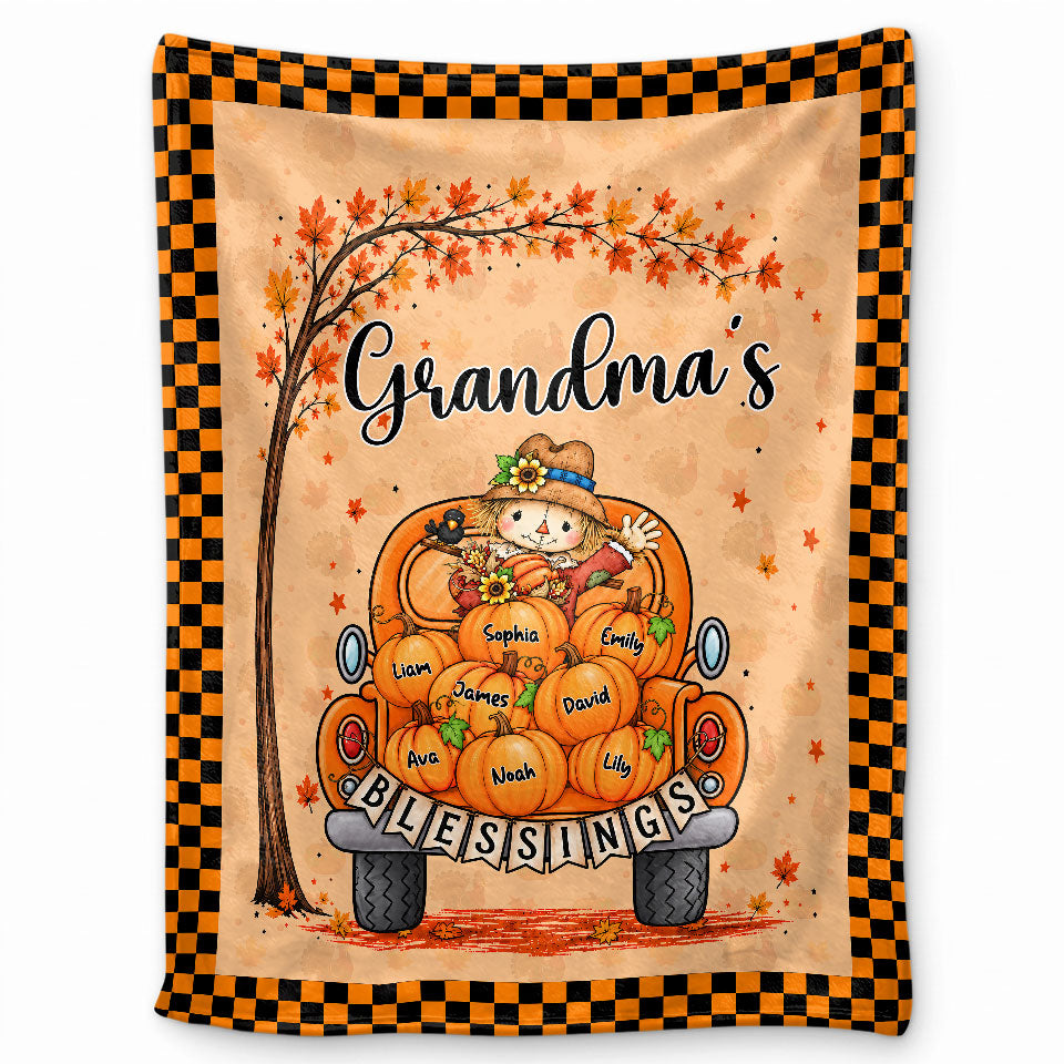 Personalized Thanksgiving Blanket - Grandma's Blessings - Thanksgiving Gift for Grandma, Mom