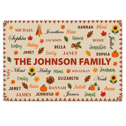 Personalized Thanksgiving Doormat - Custom Family Names Mat - Thanksgiving Home Decor