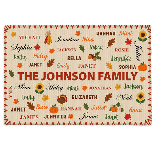 Personalized Thanksgiving Doormat - Custom Family Names Mat - Thanksgiving Home Decor