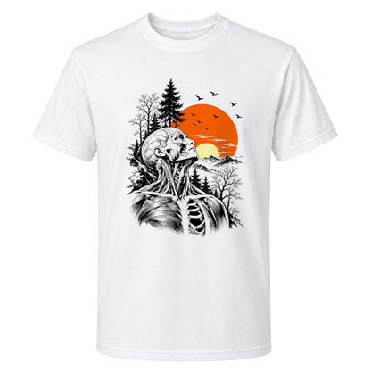 Anatomical Skeleton Sunset Shirt, Vintage Mountain Nature T-Shirt, Gothic Art Gift for Men Women