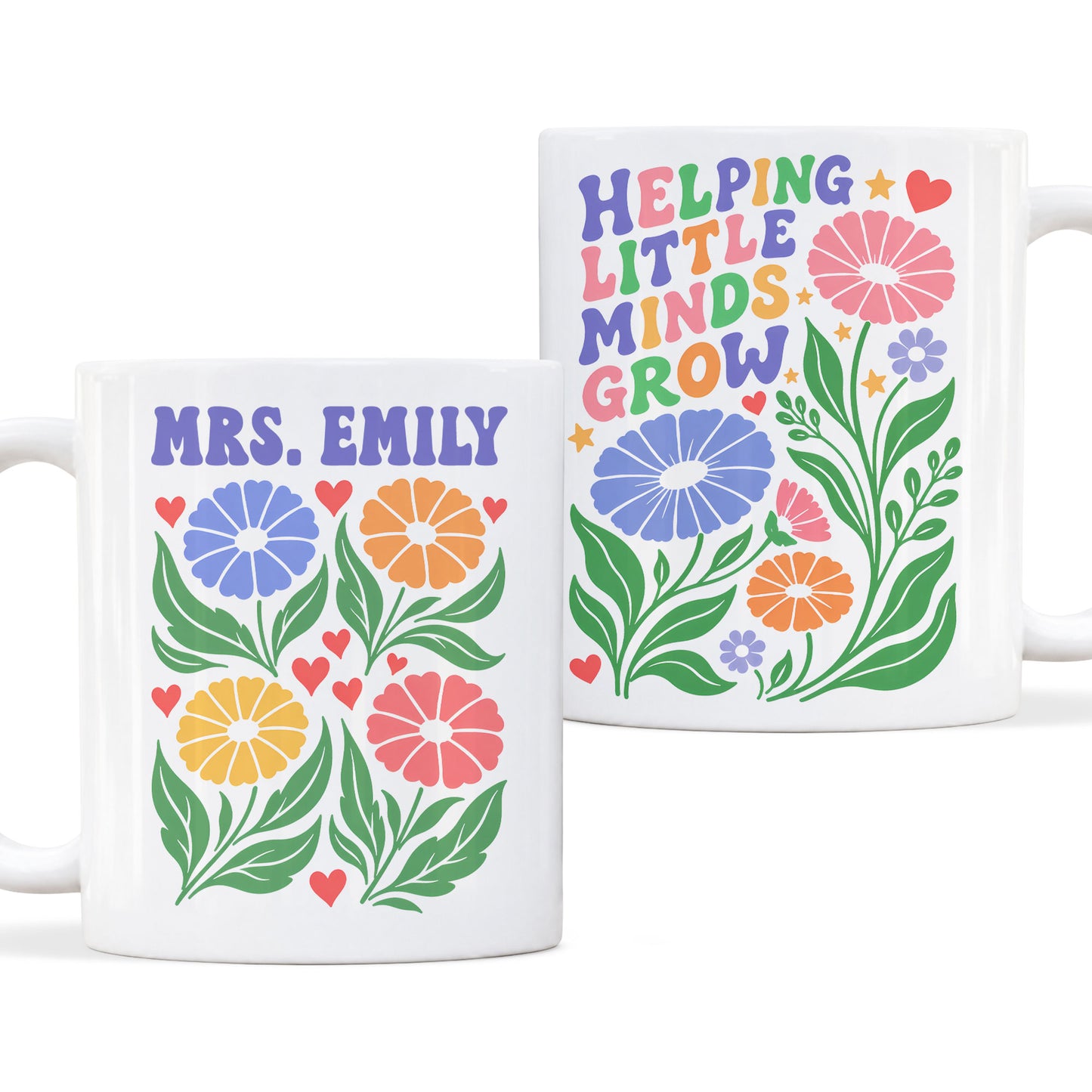 Boho Floral Teacher Mug - Helping Little Minds Grow - Personalized Teacher Coffee Mug - Teacher Appreciation Gift