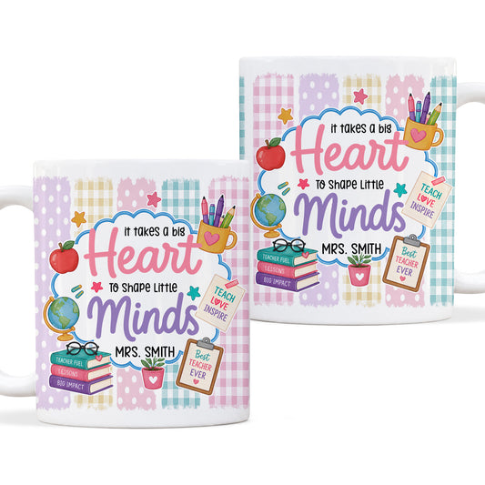 Back to School Personalized Teacher Mug, Custom Name Coffee Mug, Teacher Appreciation Gift for Preschool, Kindergarten & Elementary Teachers