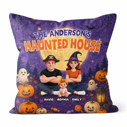 Personalized Halloween Family Pillow - Custom Family Name Pillow - First Halloween of New Family Gift