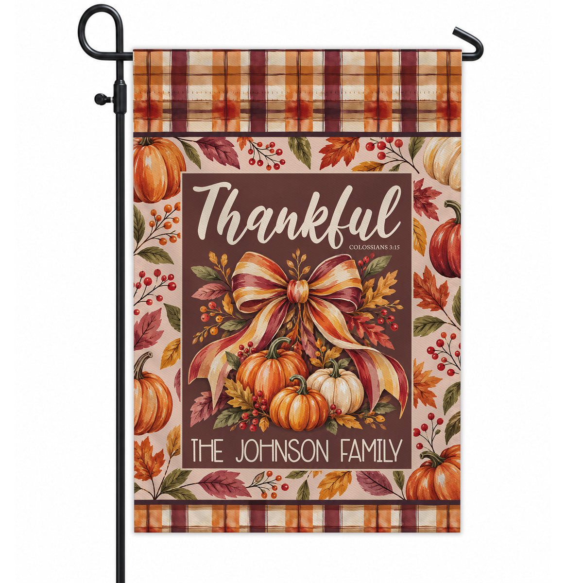 Personalized Thanksgiving Garden Flag - Custom Family Name Christian Flag - Thanksgiving Decor Gift
