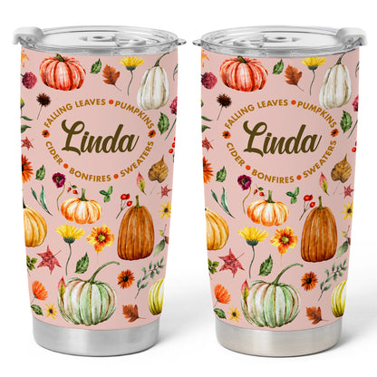 Personalized Thanksgiving Tumbler - Custom Name Fall Pumpkin Tumbler - Thanksgiving Gift for Friends, Women