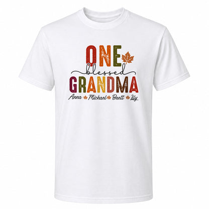 Personalized Thanksgiving Shirt - One Blessed Grandma - Custom Fall Gift for Grandma, Mom