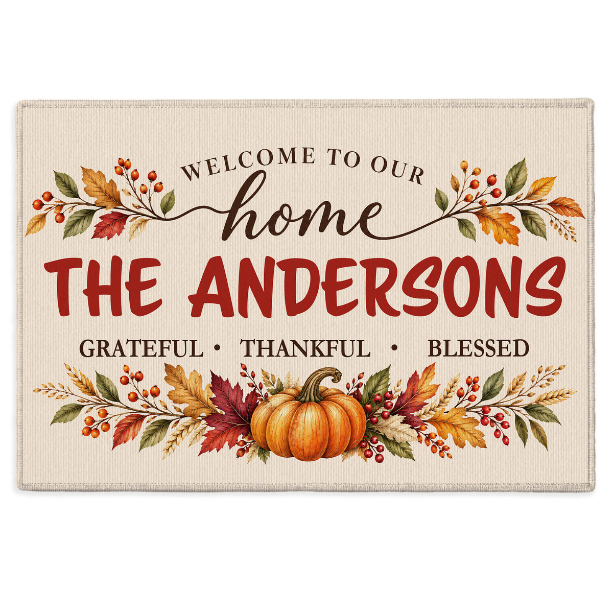 Personalized Thanksgiving Doormat - Custom Family Name House Mat - Thanksgiving Porch Decor