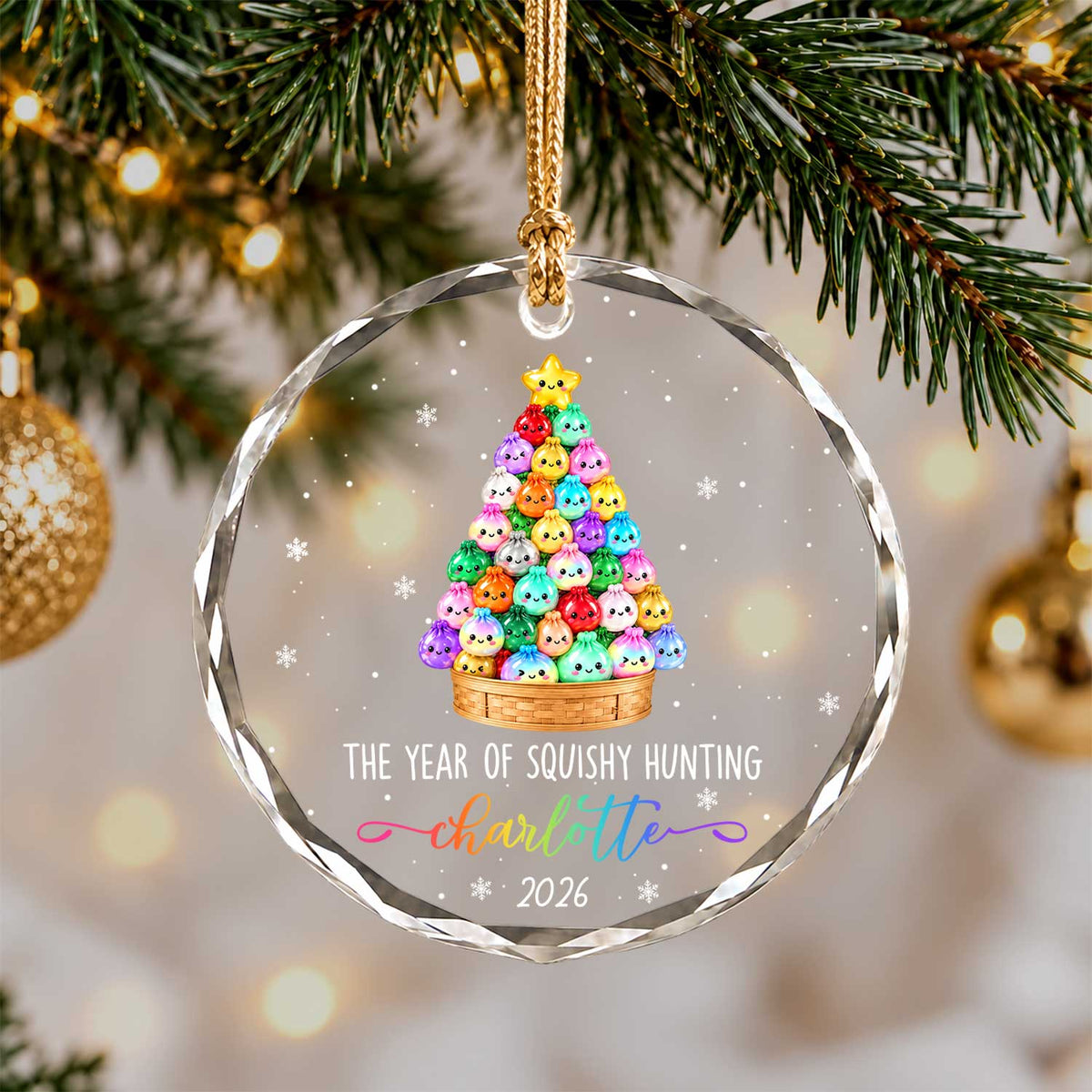 Personalized Squishies Christmas Ornament, Custom Name Year Keepsake, Christmas Gift for Kids
