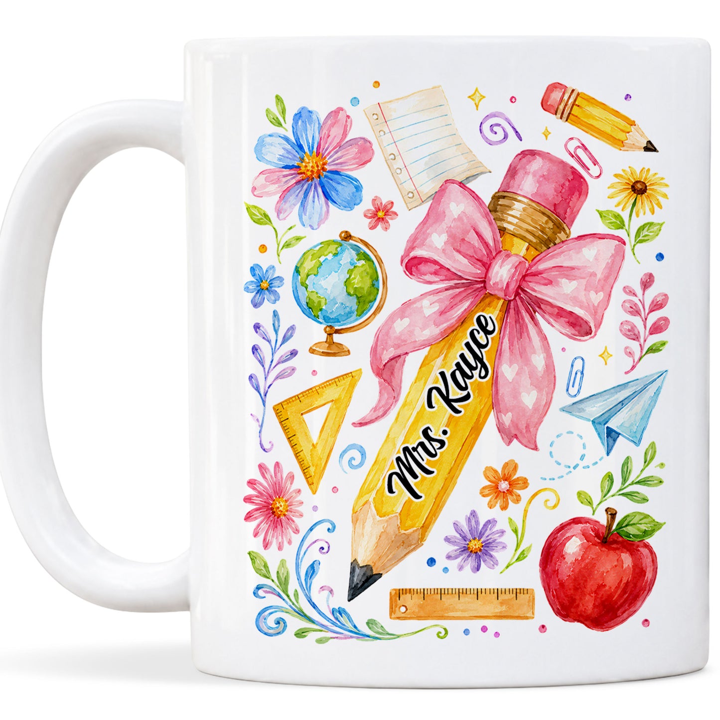Boho Floral Teacher Mug - Custom Name Teacher Mug - Back To School Gift