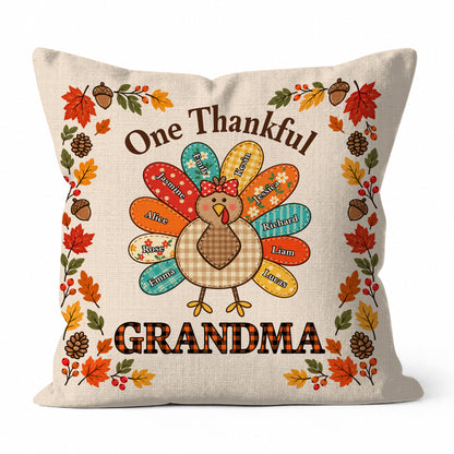 Personalized Thanksgiving Pillow - One Thankful Grandma - Custom Grandma Turkey Throw Pillow -  Thanksgiving Family Gift