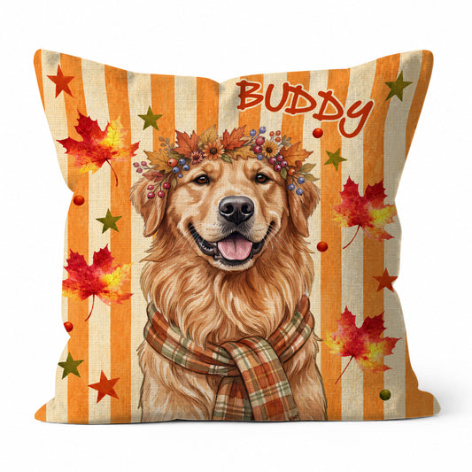 Personalized Thanksgiving Pet Pillow – Custom Pet Portrait Pillow Watercolor Art - Thanksgiving Gift for Pet Lovers