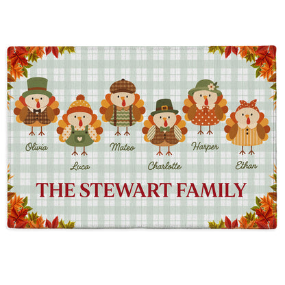 Personalized Thanksgiving Doormat - Custom Family Name Turkey Mat - Thanksgiving Home Decor