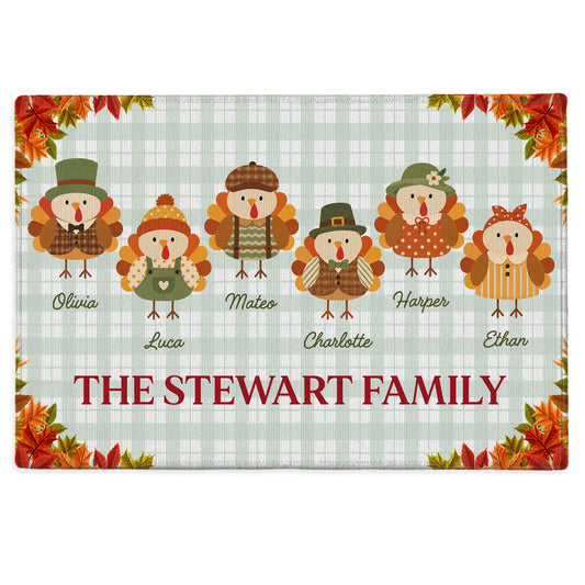 Personalized Thanksgiving Doormat - Custom Family Name Turkey Mat - Thanksgiving Home Decor