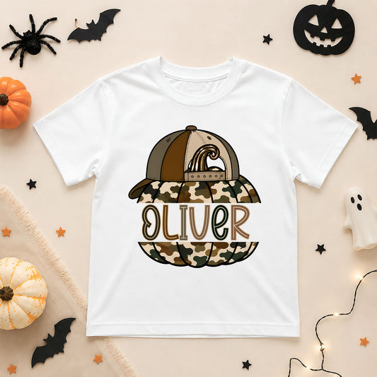 Personalized Halloween Kids Shirt - Custom Name Pumpkin Shirt - Kids Spooky Season Outfit, Spook Season Gift