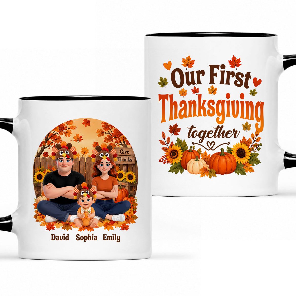 Personalized Thanksgiving Accent Mug – Our First Thanksgiving Together Mug - New Family Thanksgiving Gift